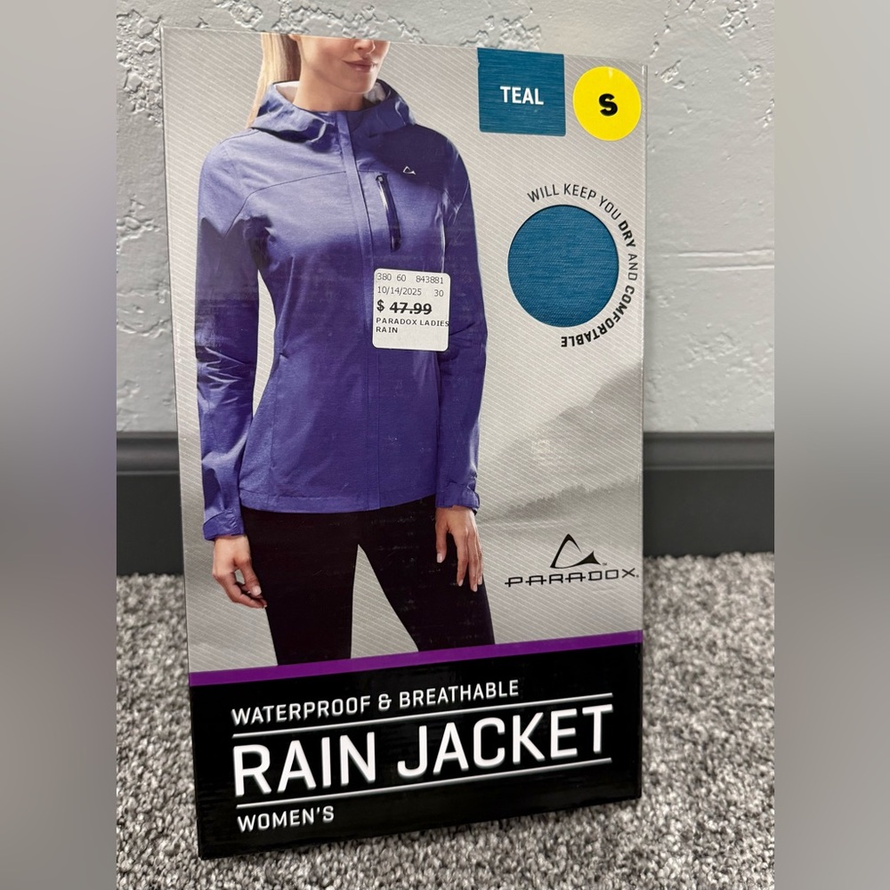 💧NWT Small Paradox Women's Teal Waterproof & Breathable Rain Jacket